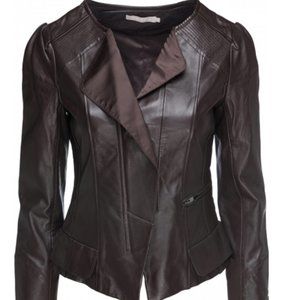 Stefanel Black Leather Jacket - Small